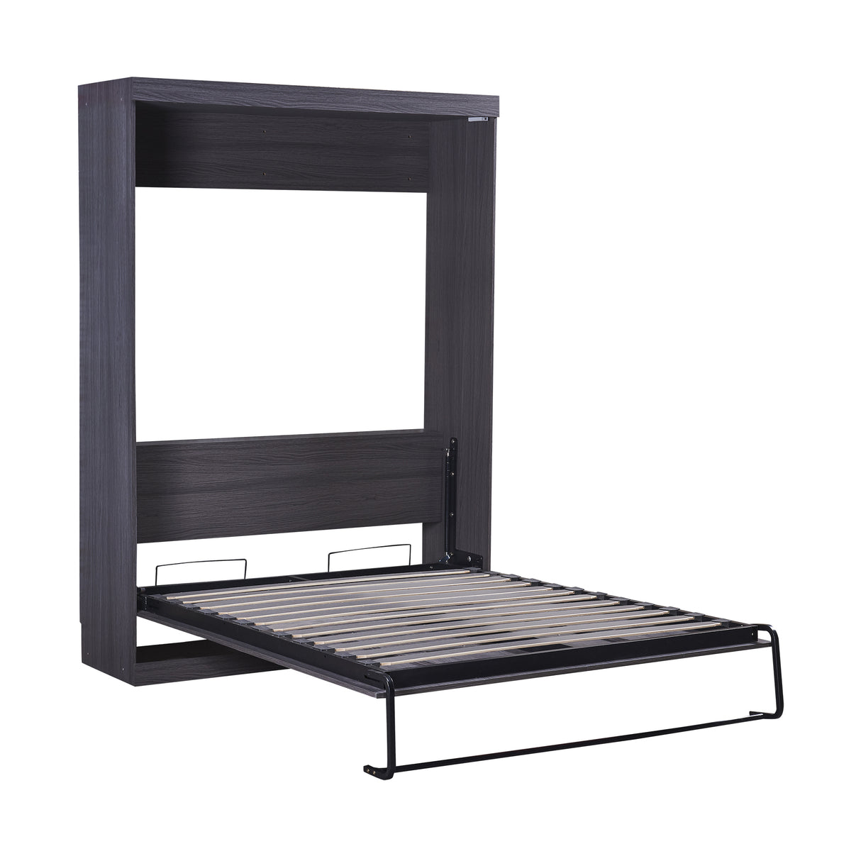 Full Size Murphy Bed with Wardrobe and Drawers, Storage Bed, can be Folded into a Cabinet, Gray - Home Elegance USA