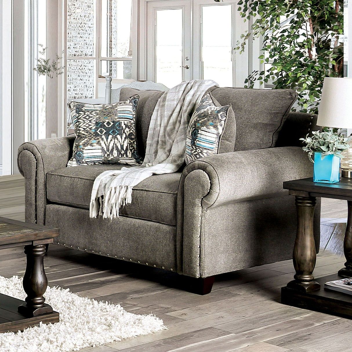 Mott - Sofa & Loveseat - Gray - Home Elegance USA