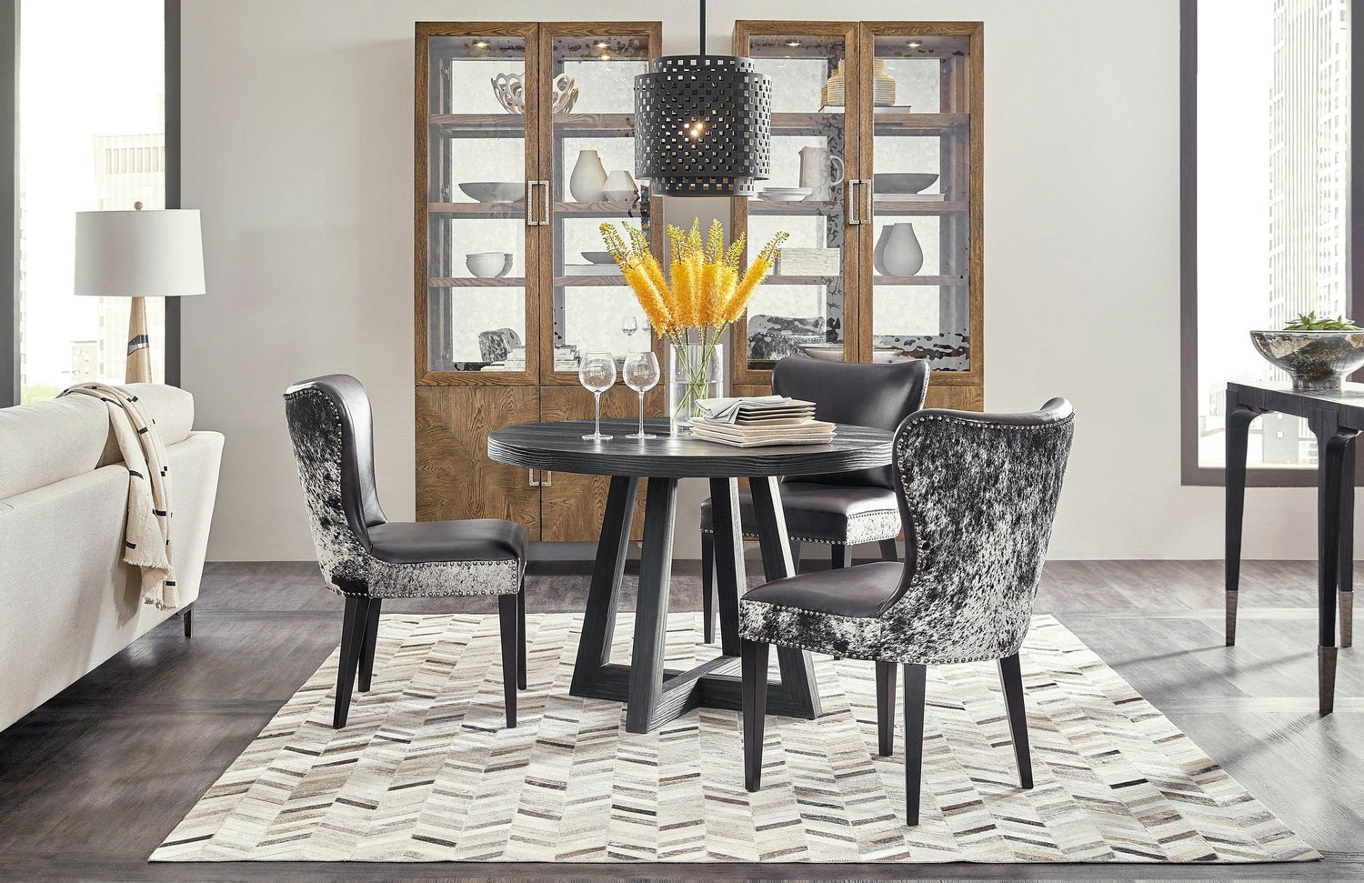 Hooker Furniture Chapman Shou Sugi Ban Petite Round Dining Table
