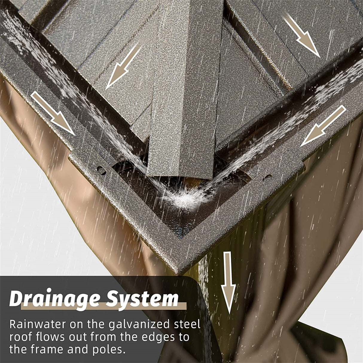 Brown 12'x12' Hardtop Gazebo: Aluminum Frame, Galvanized Steel Double Roof, Curtains, Netting - Perfect for Patio, Backyard, Lawn | Home Elegance USA