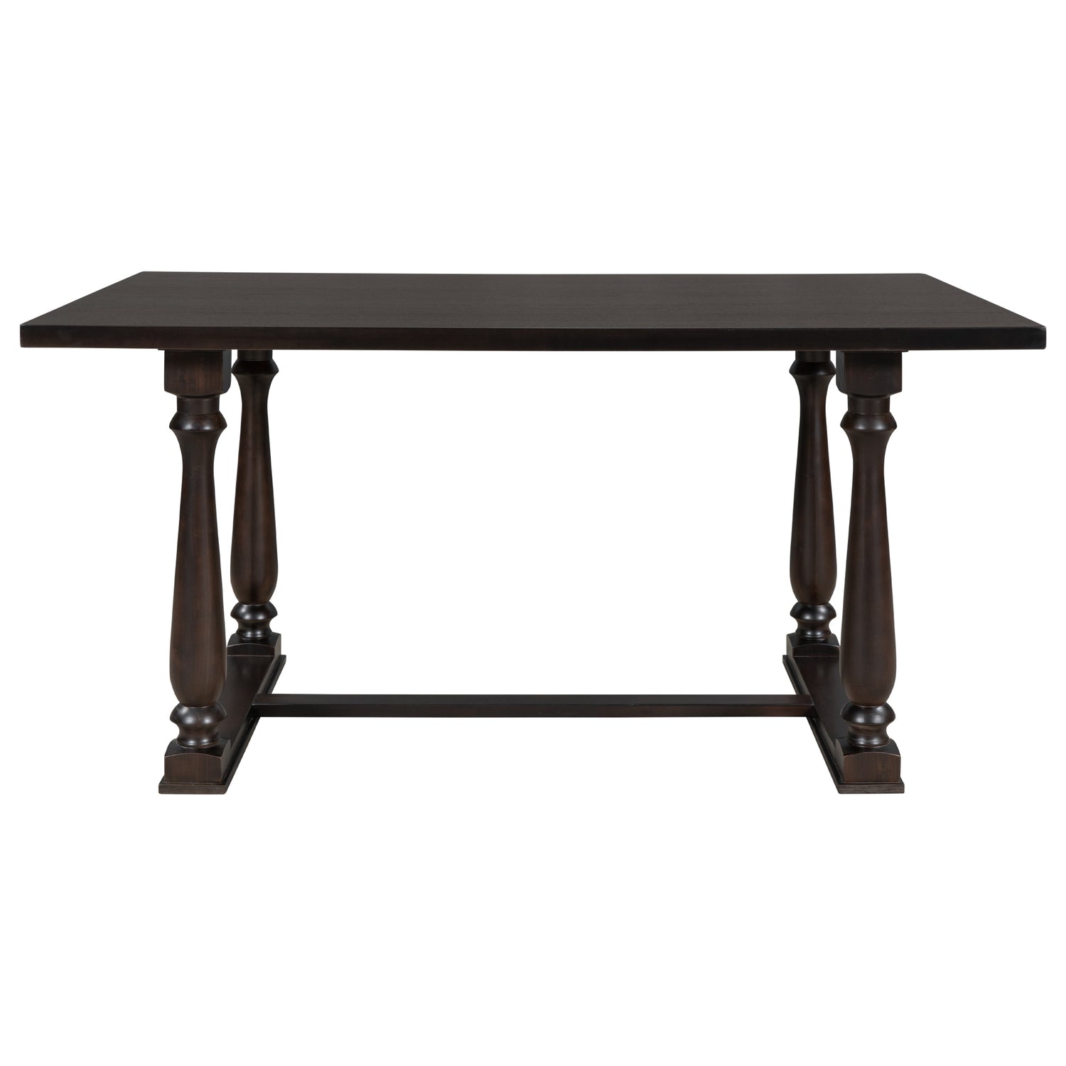 TREXM 6-Piece Dining Table and Chair Set with Special-shaped Legs and Foam-covered Seat Backs&Cushions for Dining Room (Espresso) - Home Elegance USA
