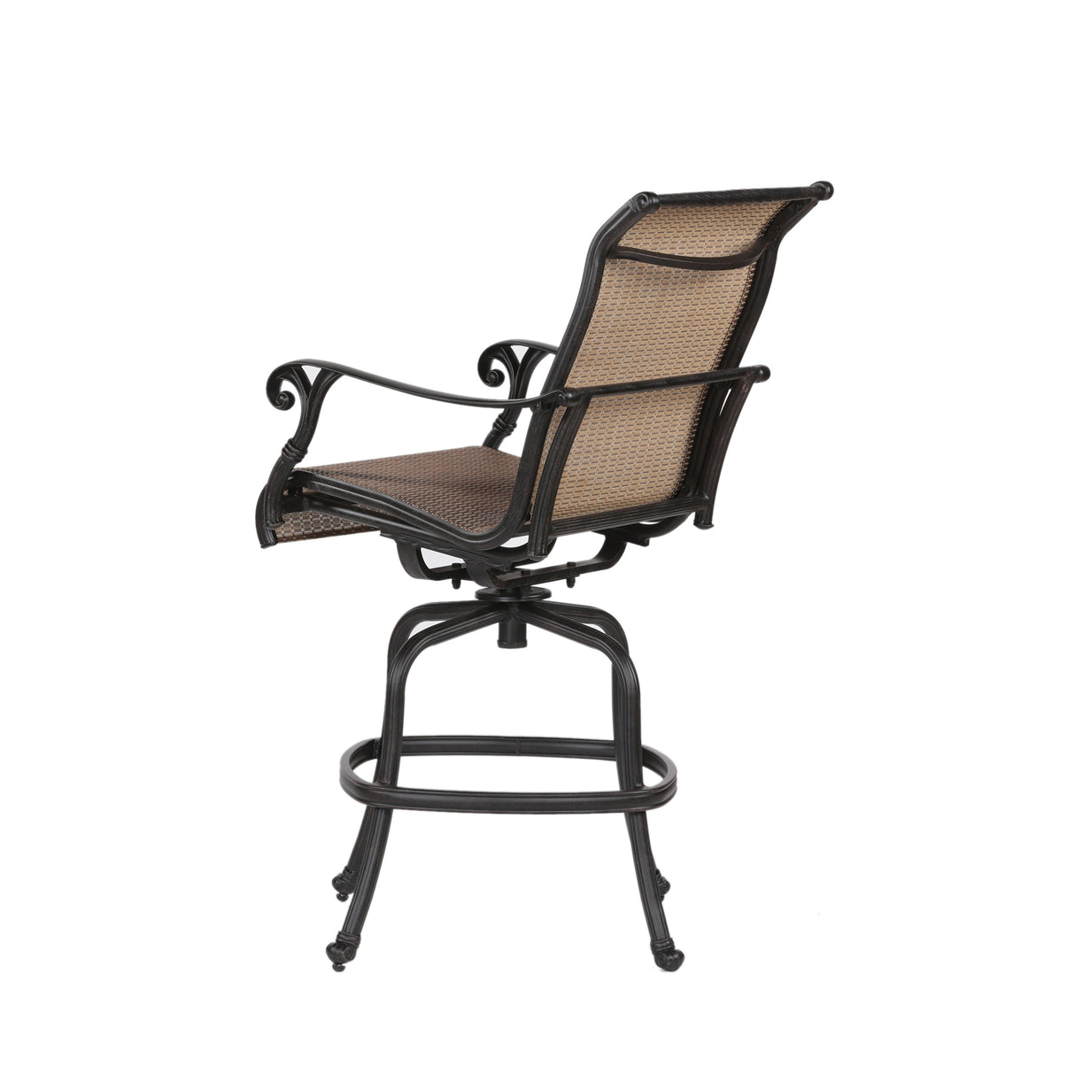 Patio Outdoor Indoor Aluminum Sling Swivel Bar Stool, Set of 2 - Home Elegance USA