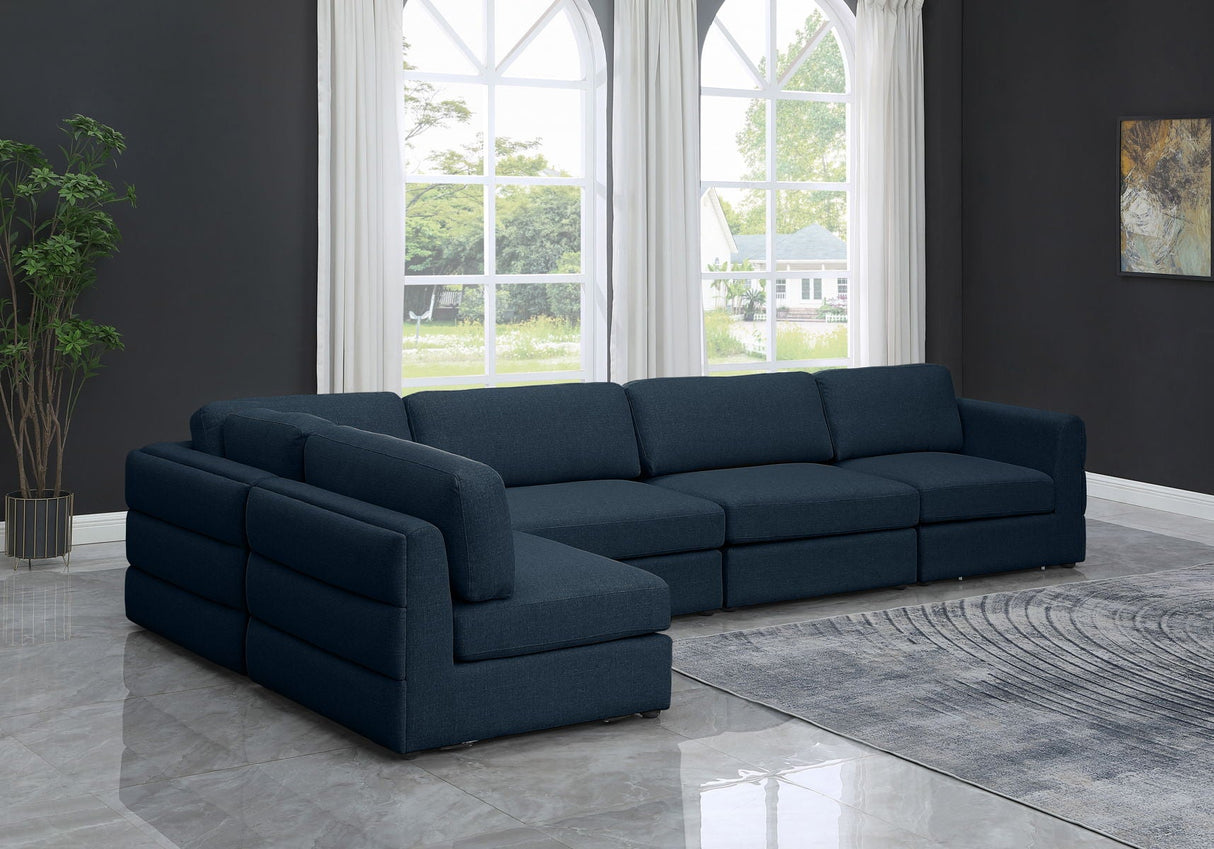 Beckham - Modular Sectional 5 Piece - Navy - Fabric | Home Elegance USA