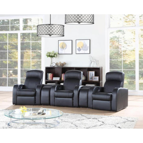 Coaster Furniture Cyrus Leather Match Reclining Home Theater Seating With Wall Recline 600001-S3A - Home Elegance USA