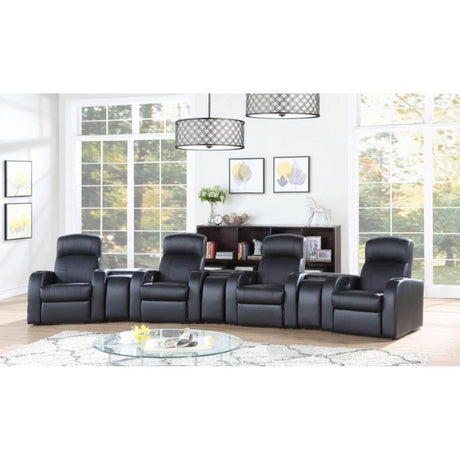 Coaster Furniture Cyrus Leather Match Reclining Home Theater Seating With Wall Recline 600001-S4A - Home Elegance USA