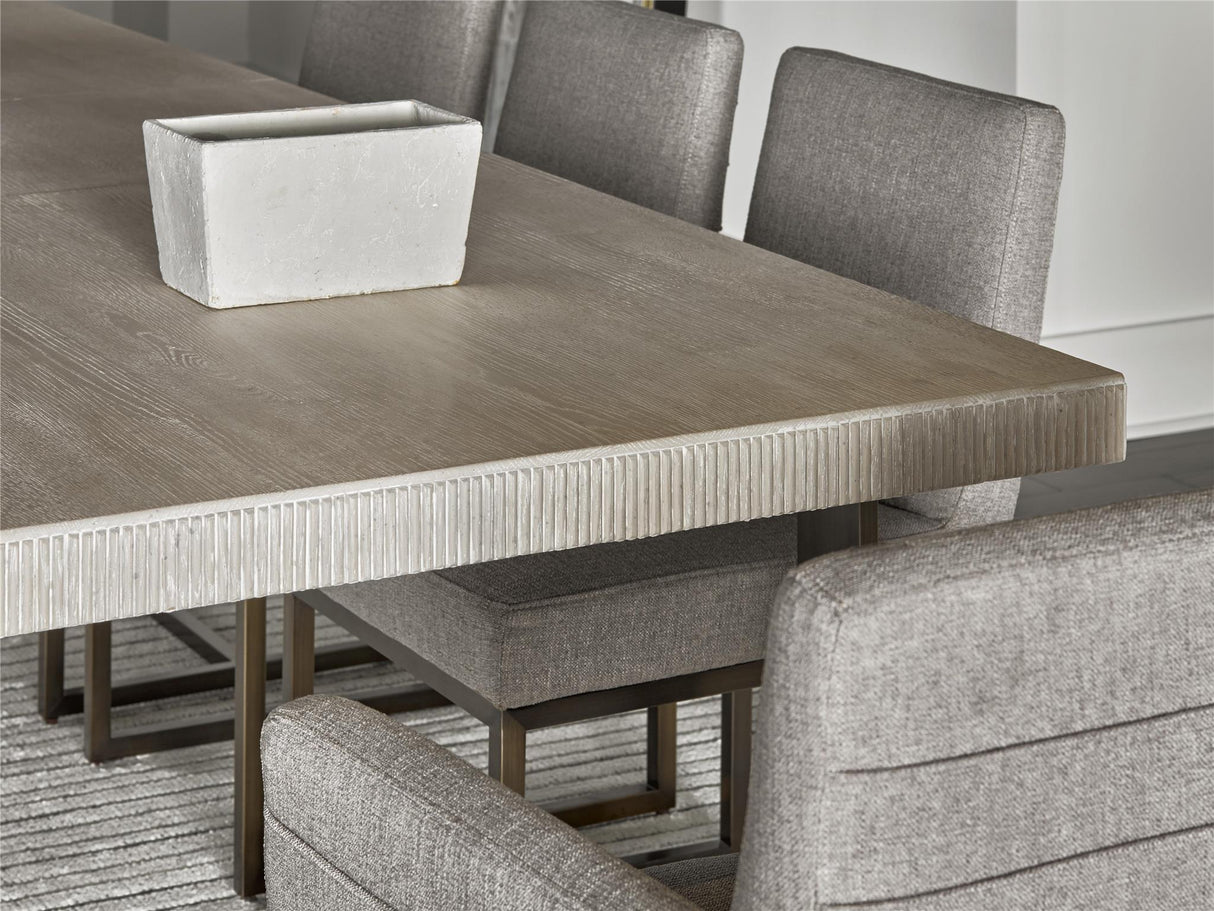 Robards Rectangular Dining Table Quartz Finish with Bronze Base – Universal