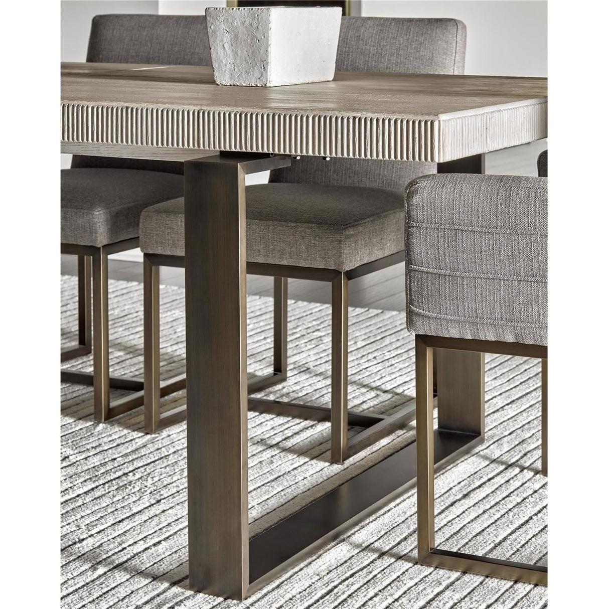 Robards Rectangular Dining Table Quartz Finish with Bronze Base – Universal