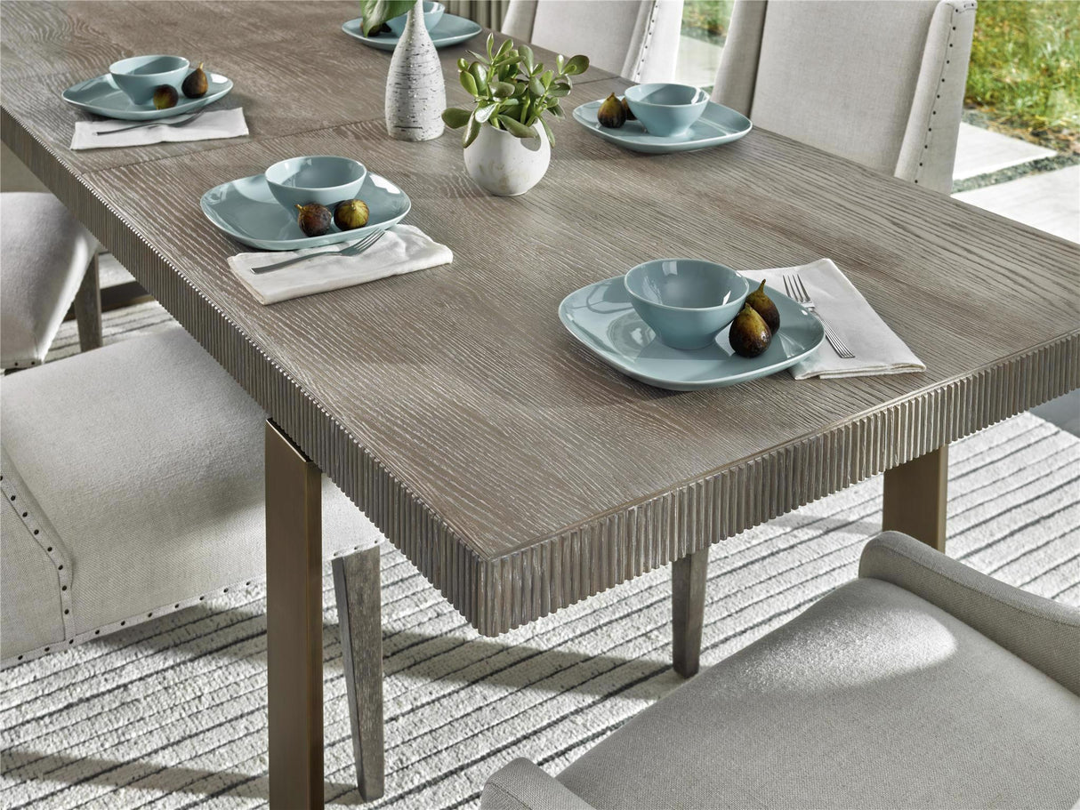 Robards Rectangular Dining Table Flint Finish with Bronze Base – Universal