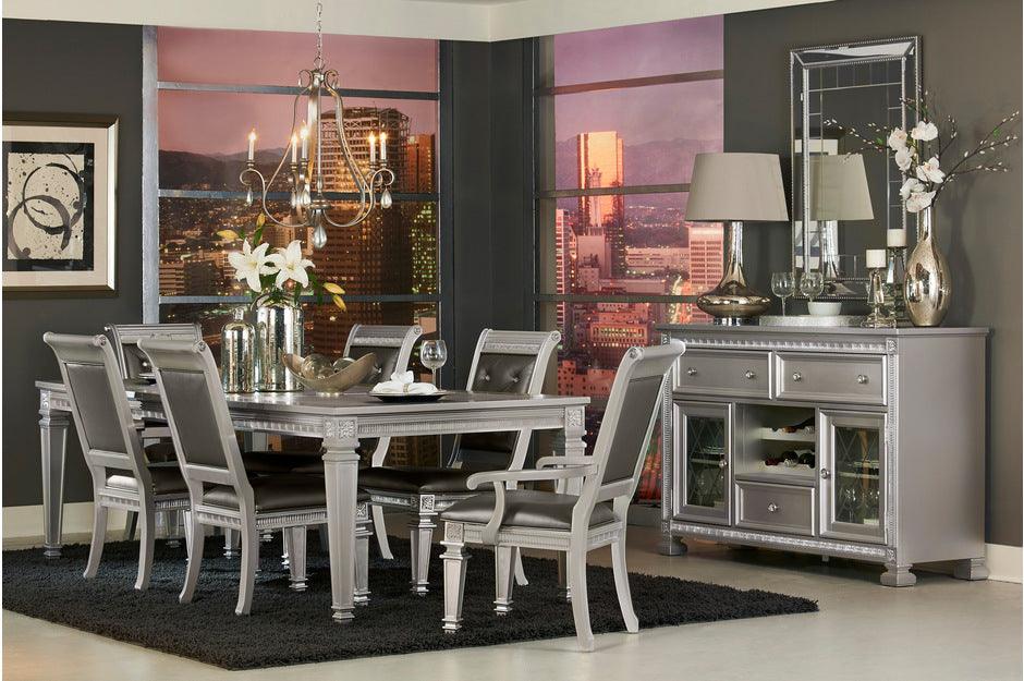 Bevelle 7 Piece Dining Room Set In Silver 1958 - 96 - 7Set | Homelegance | Home Elegance USA