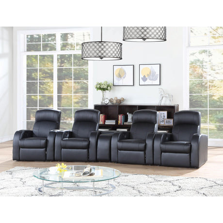 Coaster Furniture Cyrus Leather Match Reclining Home Theater Seating (With Wall Recline) 600001-S4B - Home Elegance USA