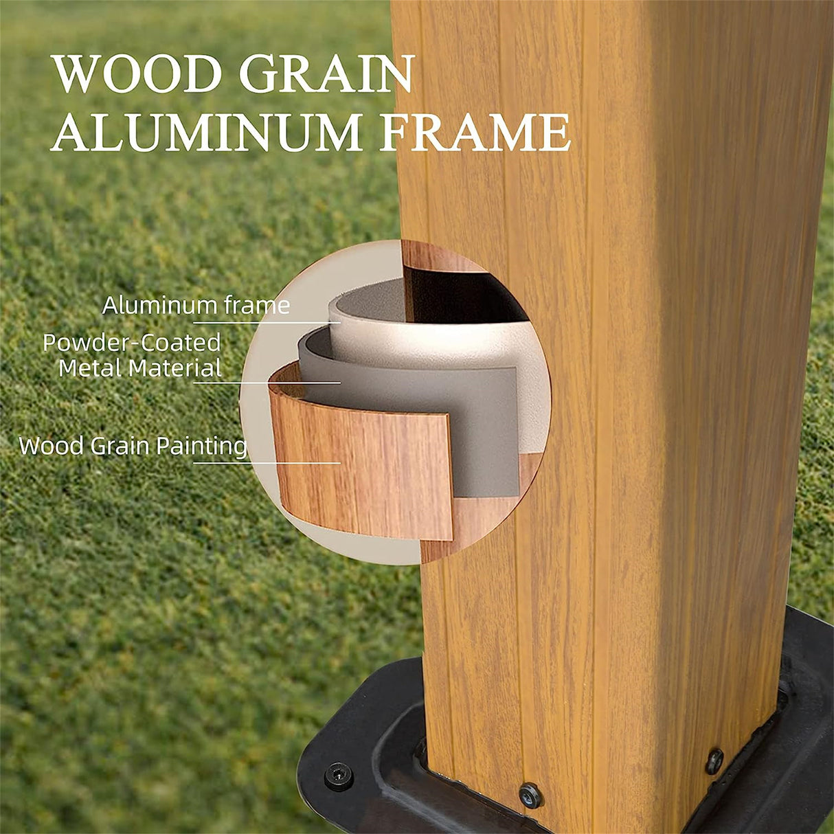 12x16ft Hardtop Gazebo, Permanent Outdoor Gazebo with Polycarbonate Double Roof, Aluminum Gazebo Pavilion with Curtain and Net for Garden, Patio, Lawns, Deck, Backyard (Wood - Looking) | Home Elegance USA