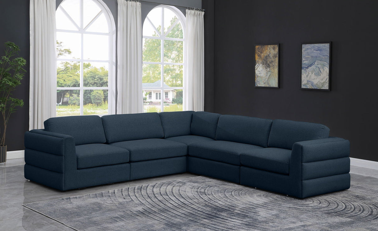 Beckham - Modular Sectional 5 Piece - Navy - Modern & Contemporary | Home Elegance USA