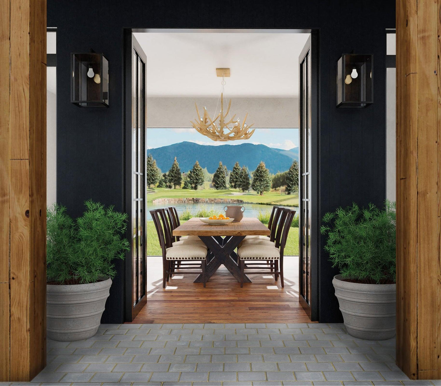 Big Sky Trestle Dining Table With 2 - 20In Leaves | Hooker | Home Elegance USA