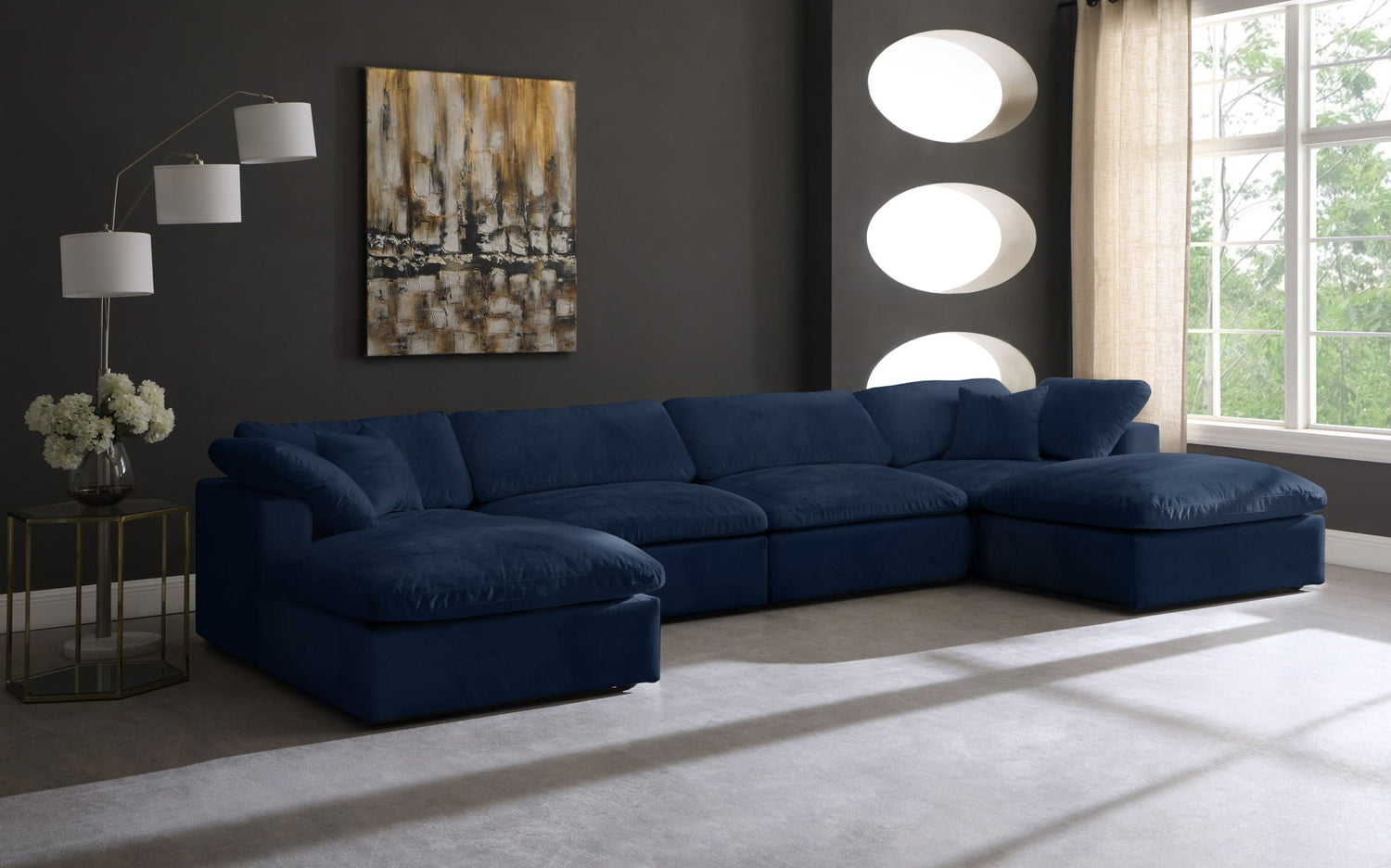 Cozy - Modular Sectional 6 Piece Cloud - Navy - Fabric | Home Elegance USA
