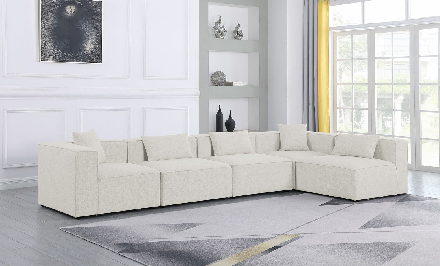 Cube - Modular Sectional 5 Piece - Cream | Home Elegance USA