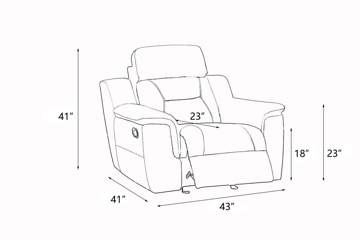 Global United Reclining Modern Leather Air Upholstered Chair