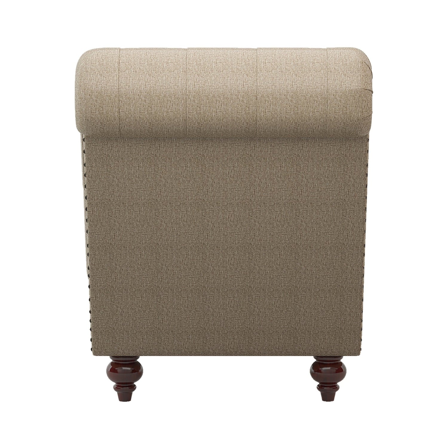 Modern Stylish Brown Color 1pc Chaise Button-Tufted Nailhead Trim w Bolster Pillow Comfortable Living Room Furniture Solid wood and Plywood Frame