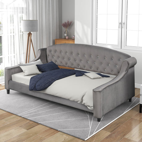 Modern Luxury Tufted Button Daybed,Twin,Gray - Home Elegance USA
