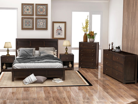 Classic Rich Brown 5 Pieces Queen Bedroom Set ( Queen Bed + Nightstand*2+ Dresser + Chest ) - Home Elegance USA
