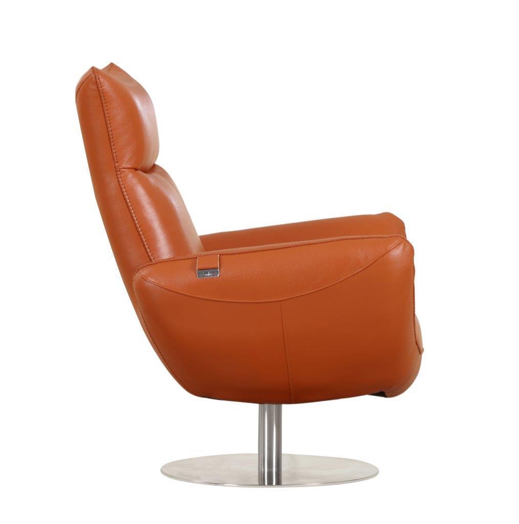 Global United 22" Modern Genuine Italian Leather Lounge Chair Home Elegance USA