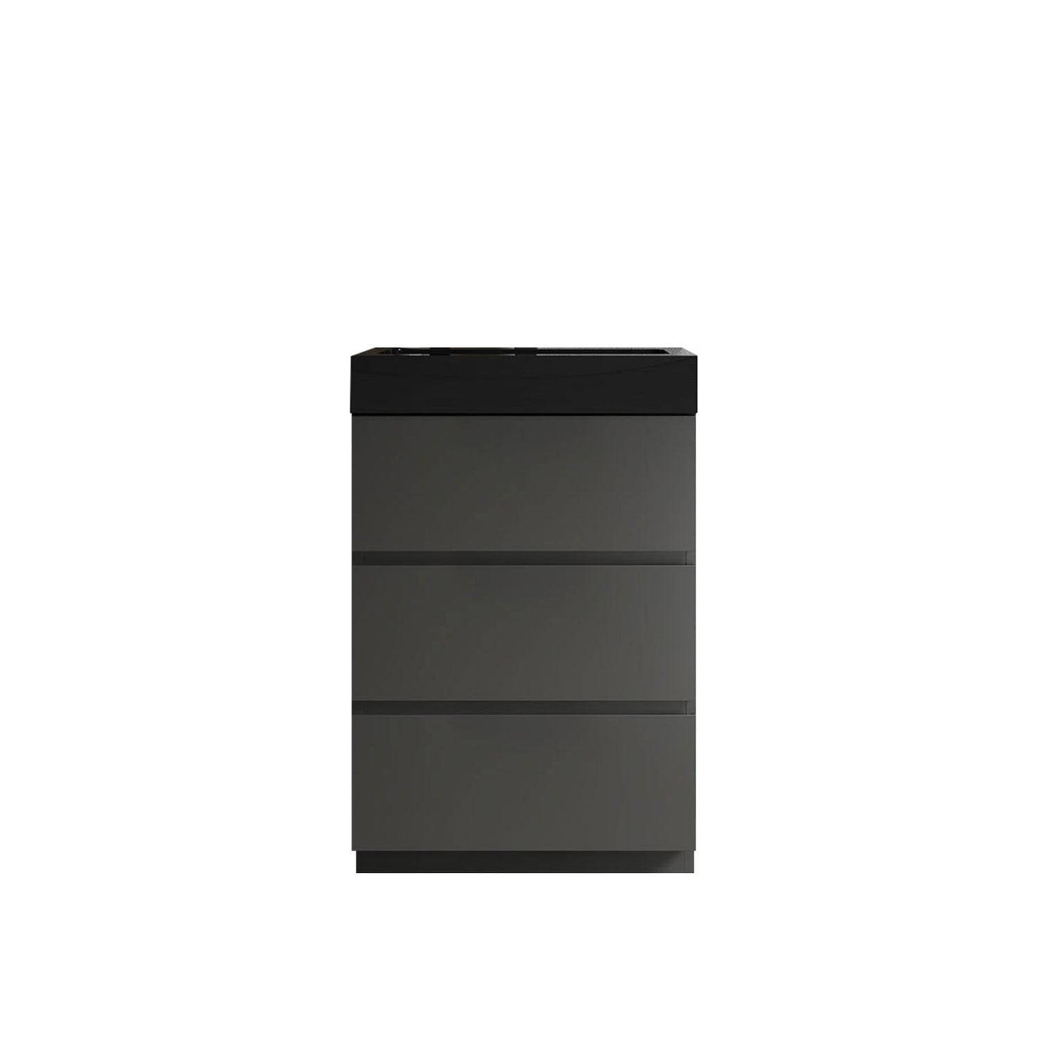 Alice 24" Gray Bathroom Vanity with Sink, Large Storage Freestanding Bathroom Vanity for Modern Bathroom, One - Piece Black Sink Basin without Drain and Faucet | Home Elegance USA