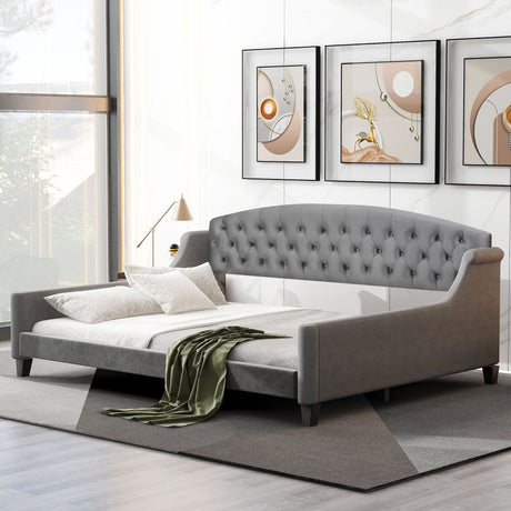 Modern Luxury Tufted Button Daybed, Full, Gray (Old SKU: SM001009AAE) - Home Elegance USA