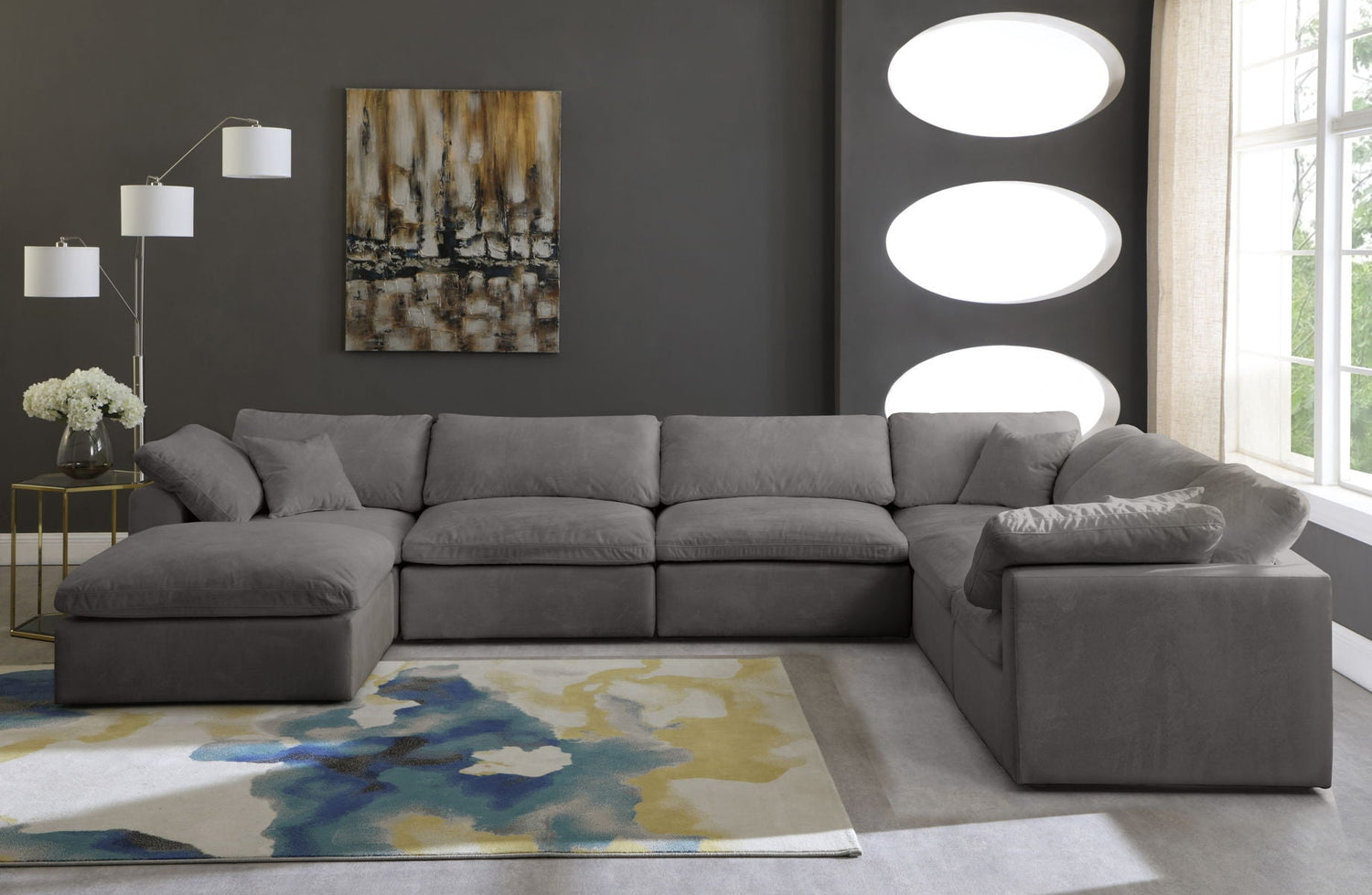 Cozy - Modular Sectional Cloud 7 Piece - Grey | Home Elegance USA