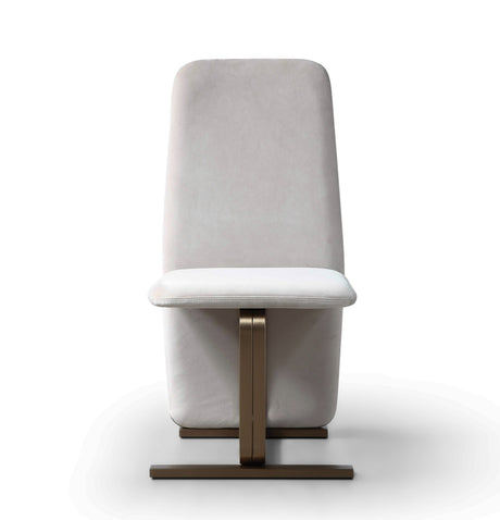 Vig Furniture Modrest Tasha - Modern Light Beige Grey Velvet + Brushed Brass Dining Chair (Set of 2)