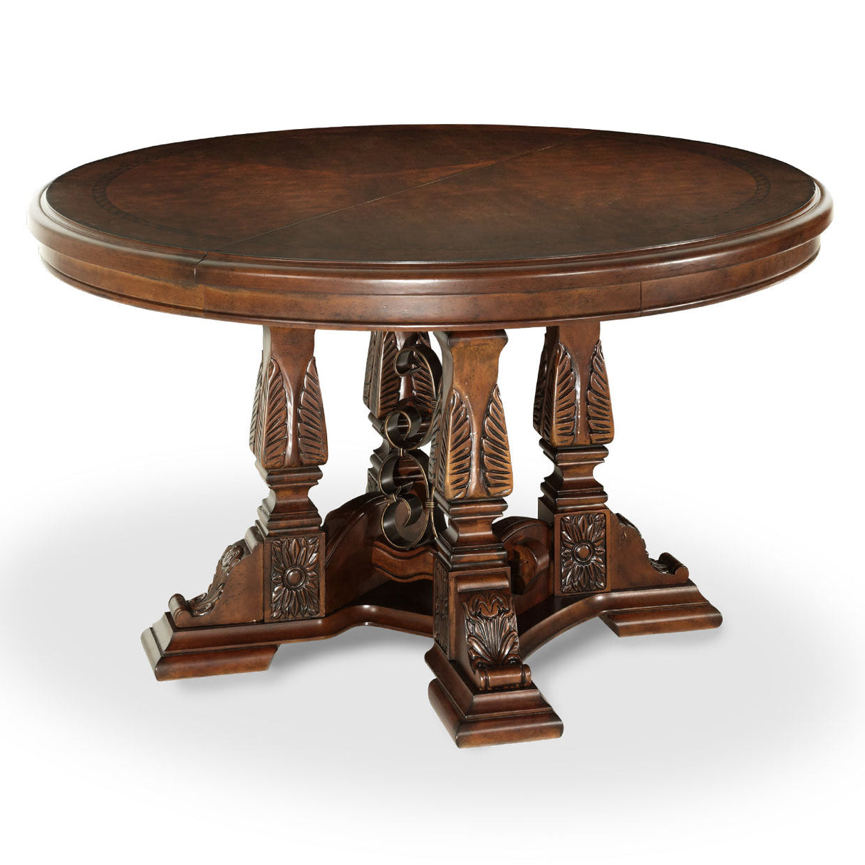 Windsor Court Round Dining Table in Vintage Fruitwood with Extension – AICO Furniture