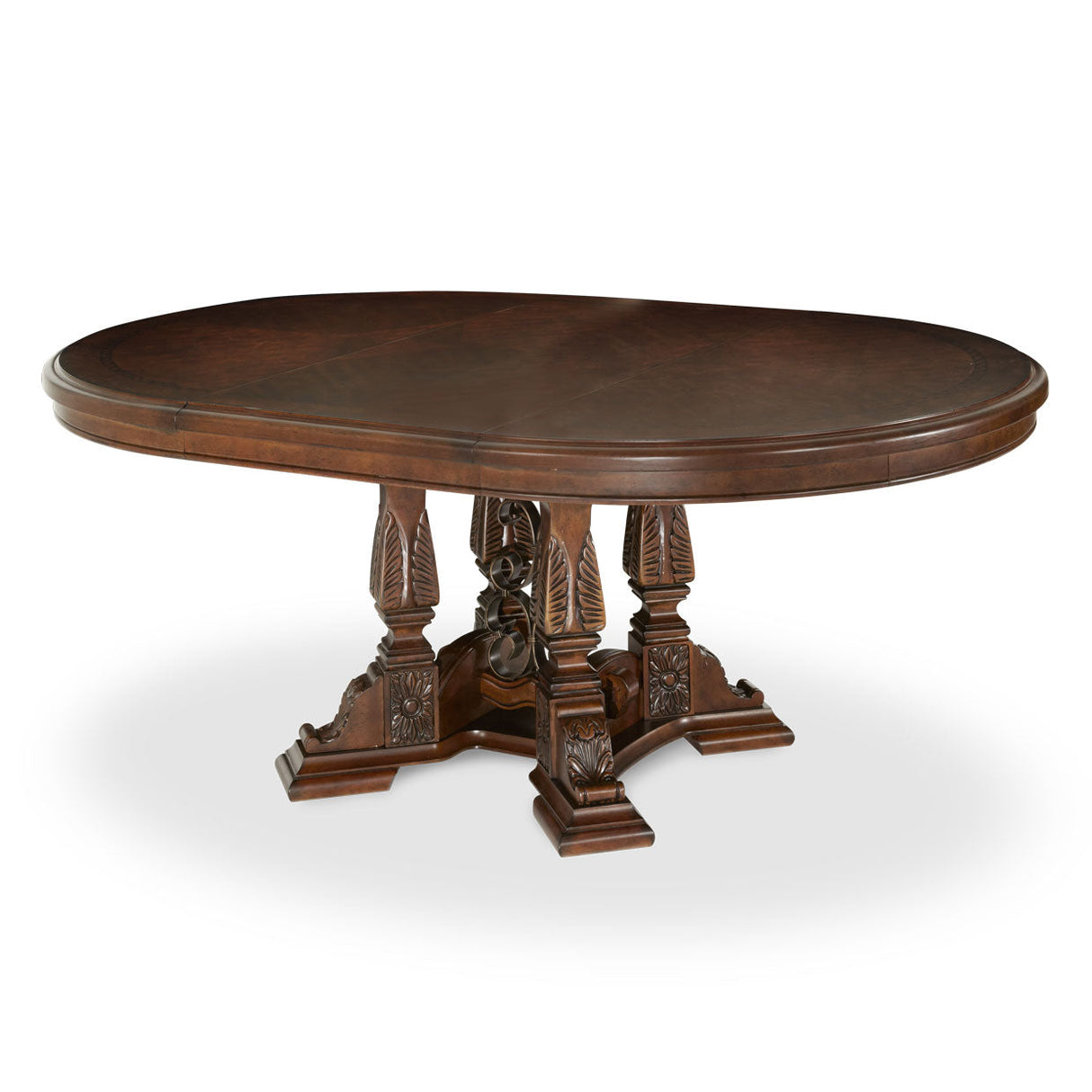 Windsor Court Round Dining Table in Vintage Fruitwood with Extension – AICO Furniture