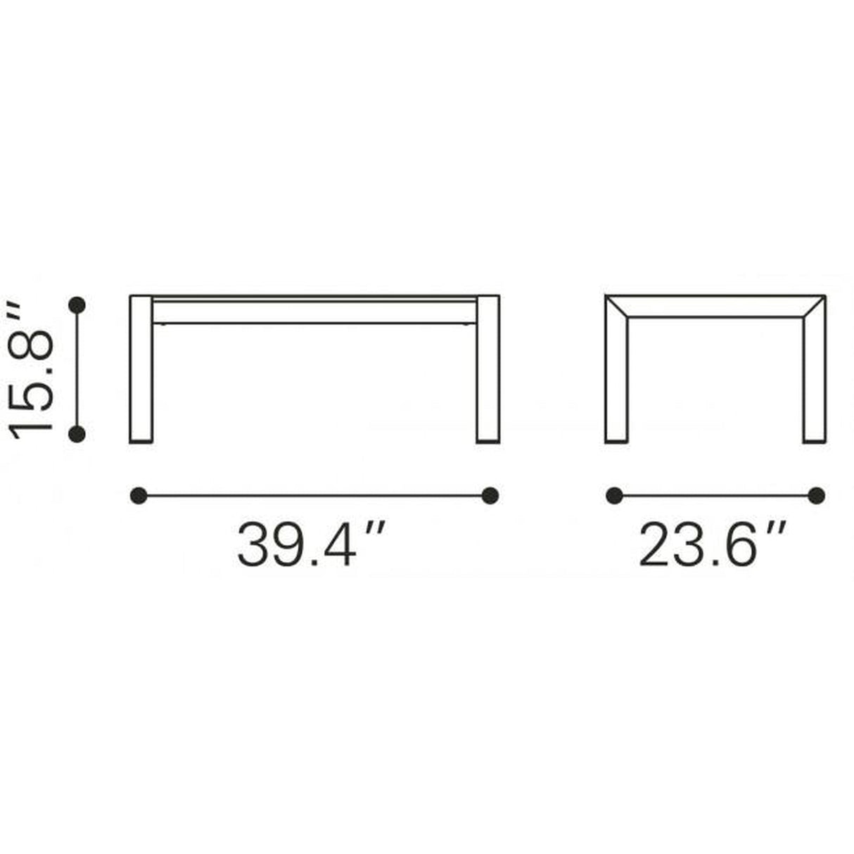 Zuo Cosmopolitan Coffee Table Brushed Aluminum