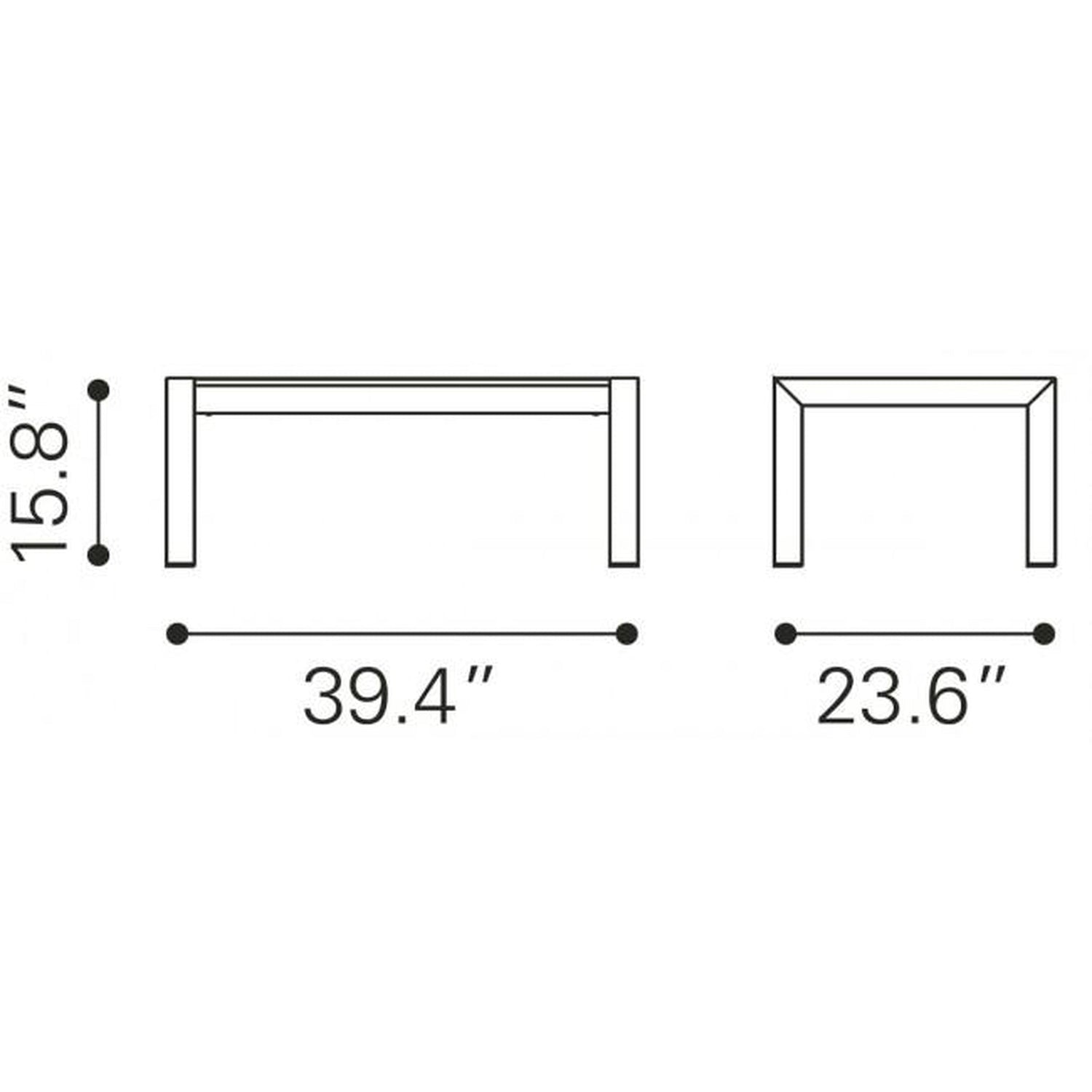 Zuo Cosmopolitan Coffee Table Brushed Aluminum