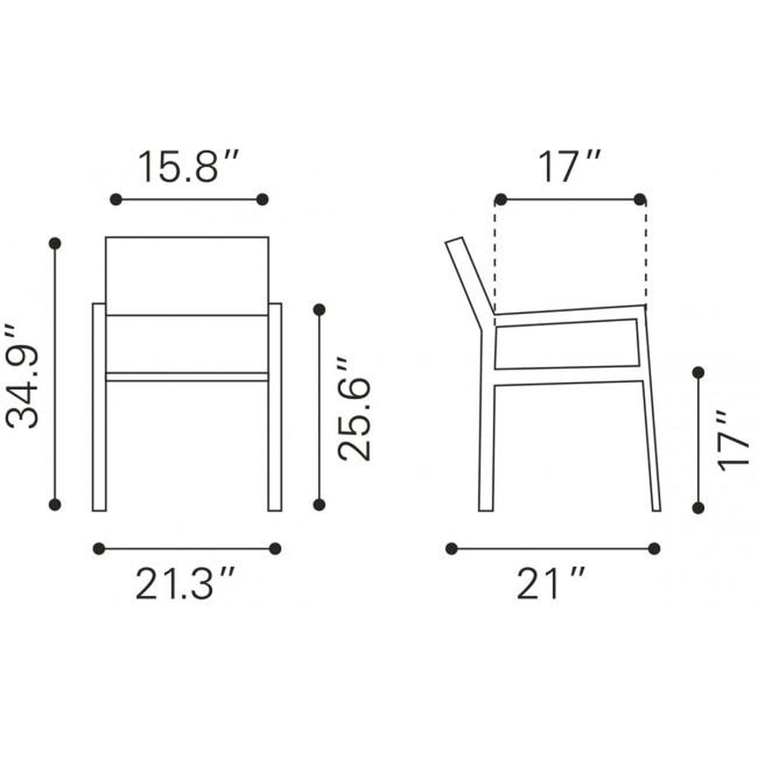 Zuo Metropolitan Arm Chair Brushed Aluminum - Set Of 2