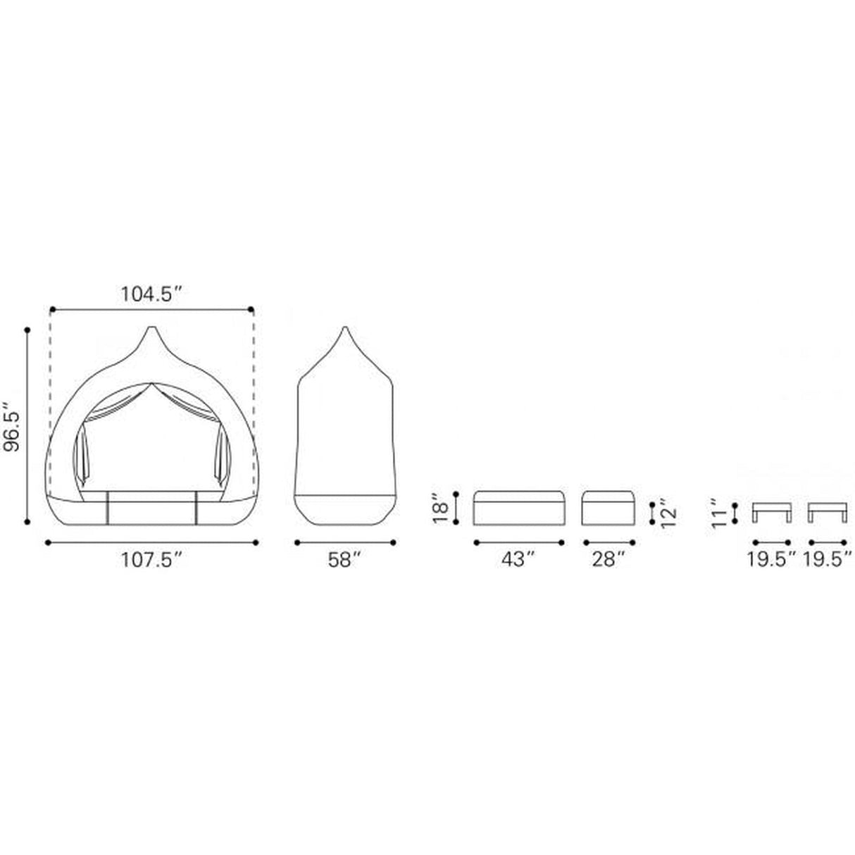 Zuo Majorca Daybed Brown & Beige