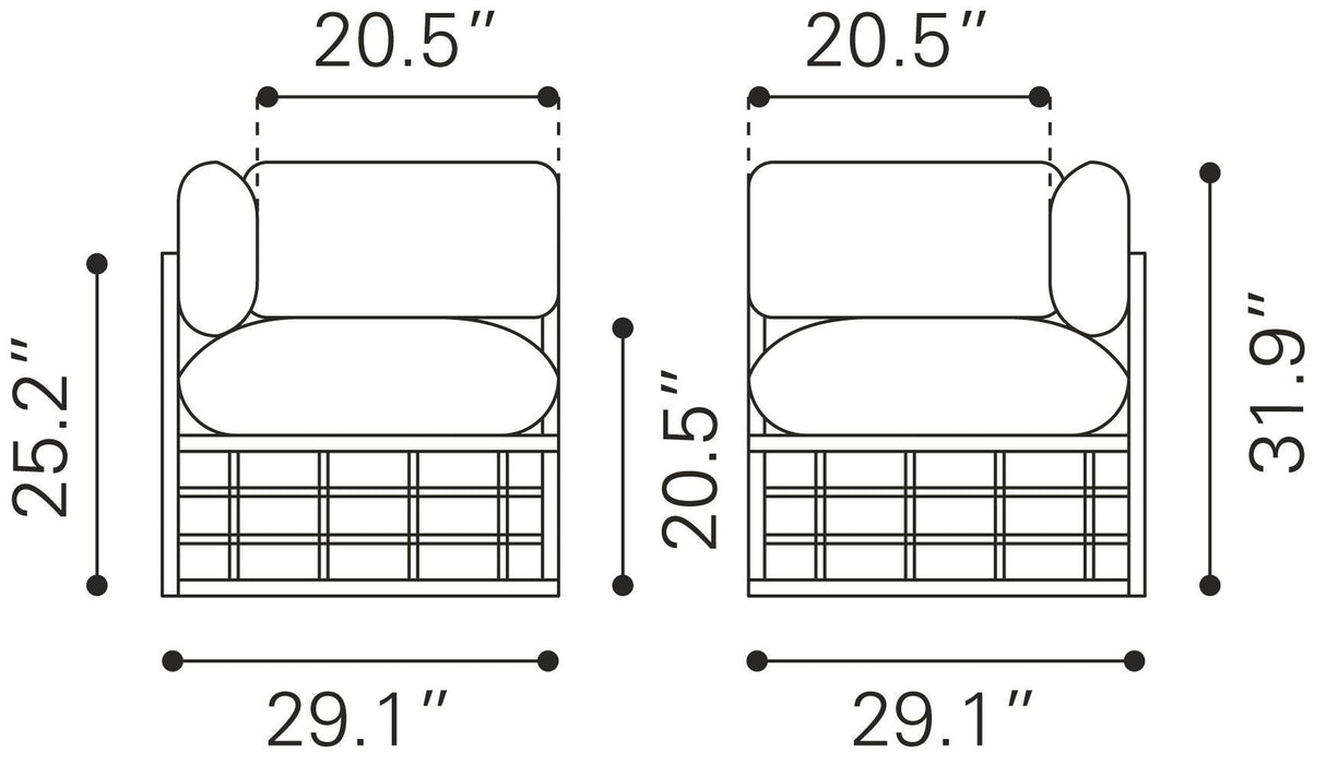 Zuo Kapalua Corner Chair Beige & Natural