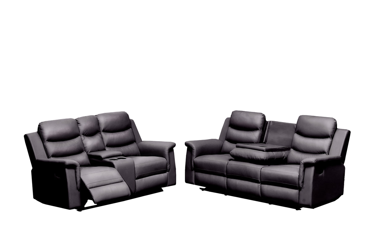 Reclining sofa with Middle Console Slipcover, Stretch 3 seat Reclining Sofa Covers (BLACK, 3 Seat Recliner Cover with Console) BLACK faux Leather Home Elegance USA