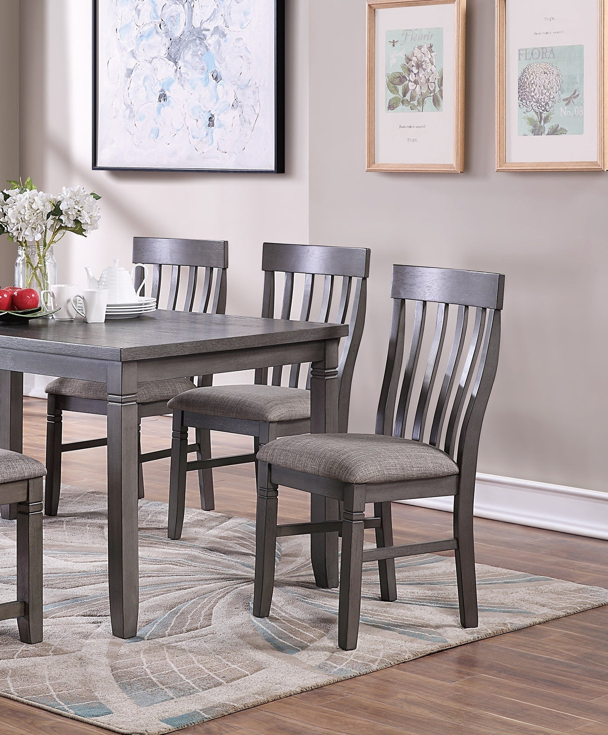 Dining Room Furniture Simple 6pc Set Dining Table 4x Side Chairs and A Bench Solid wood and veneers | Home Elegance USA