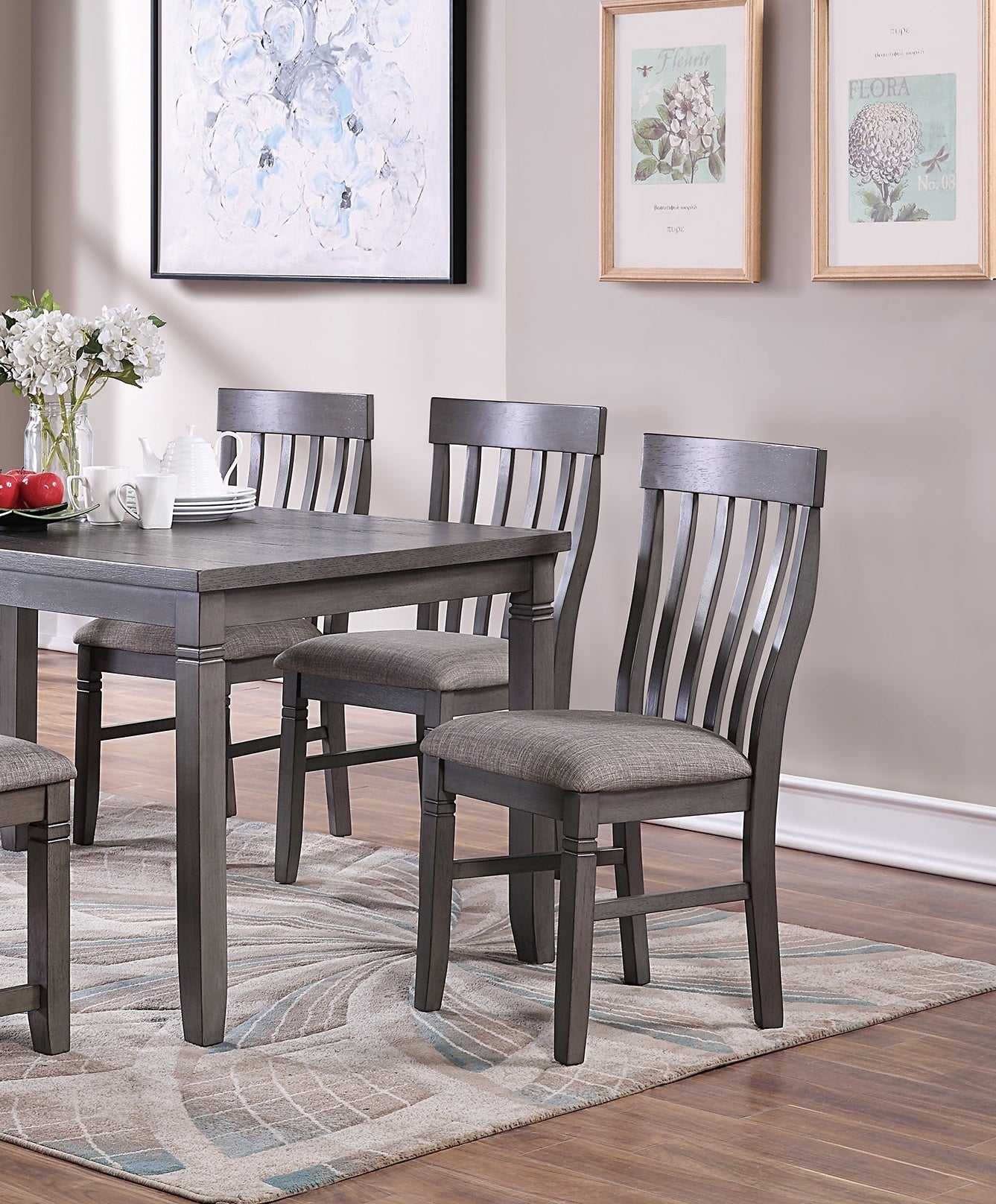 Dining Room Furniture Simple 6pc Set Dining Table 4x Side Chairs and A Bench Solid wood and veneers | Home Elegance USA