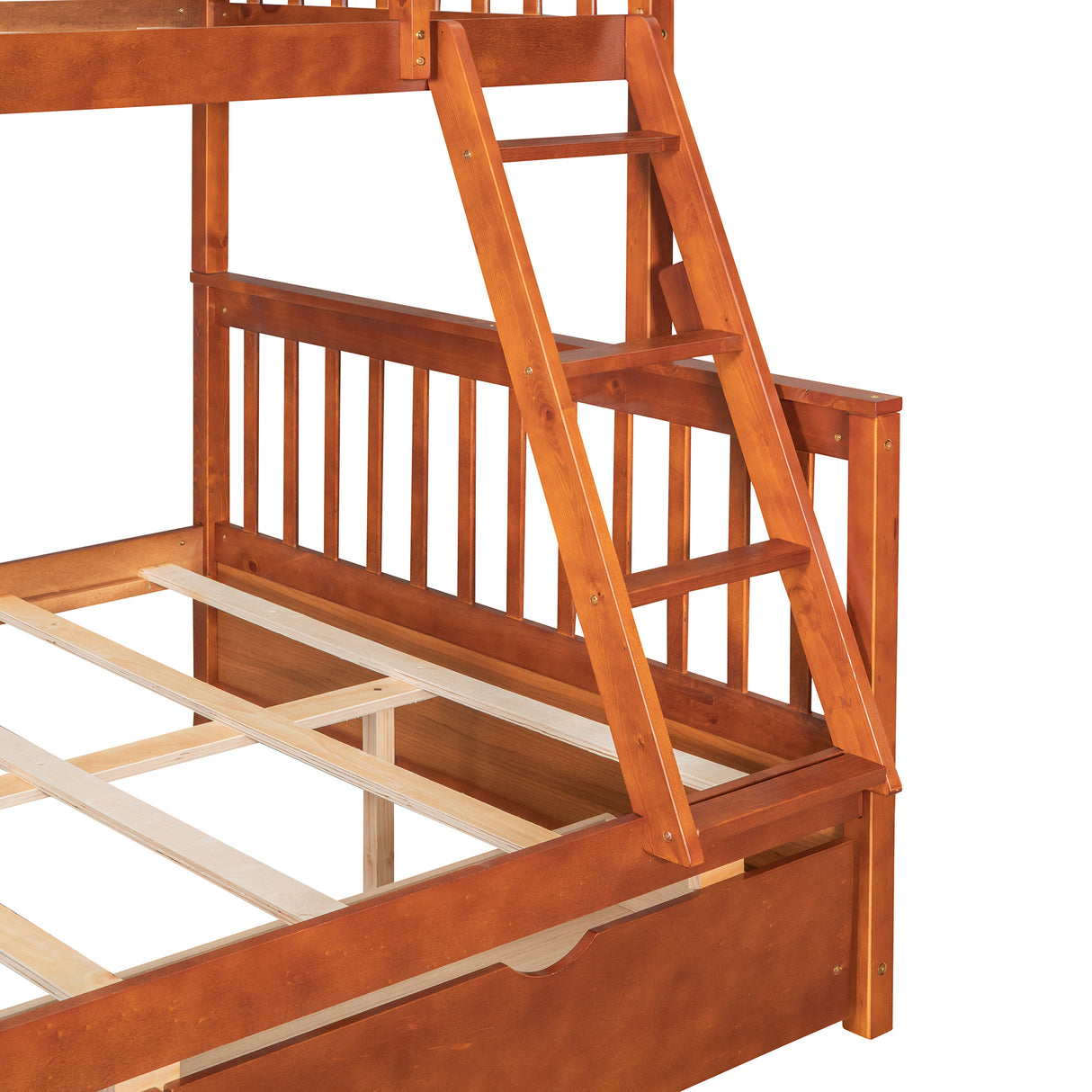 Twin-Over-Full Bunk Bed with Ladders and Two Storage Drawers (Walnut) ( old sku:LT000165AAD) - Home Elegance USA
