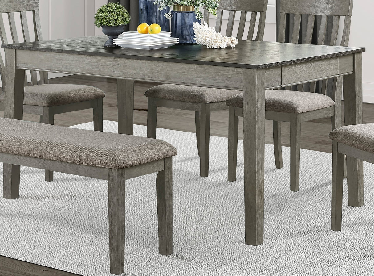 Country Casual Styling 6pc Dining Set Dining Table with Drawers Bench Side Chairs Light Gray Finish Wooden Contemporary Furniture | Home Elegance USA