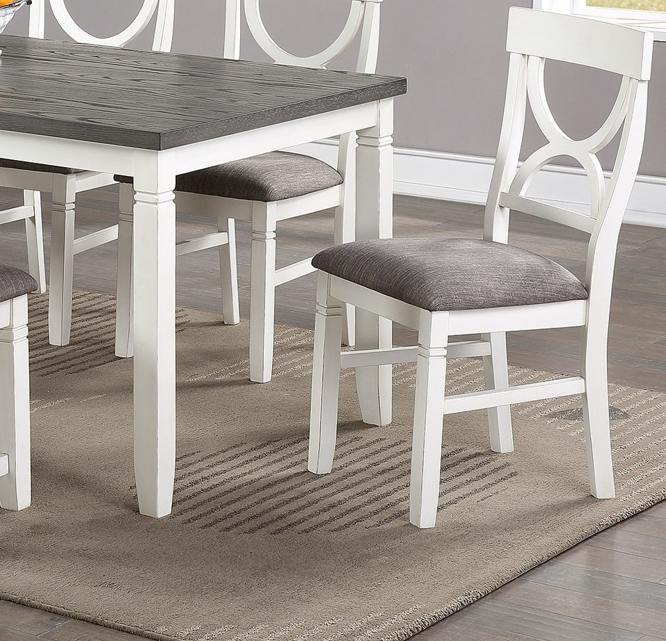 Dining Room Furniture White 6pc Dining Set Table 4 Side Chairs and A Bench Rubberwood MDF | Home Elegance USA