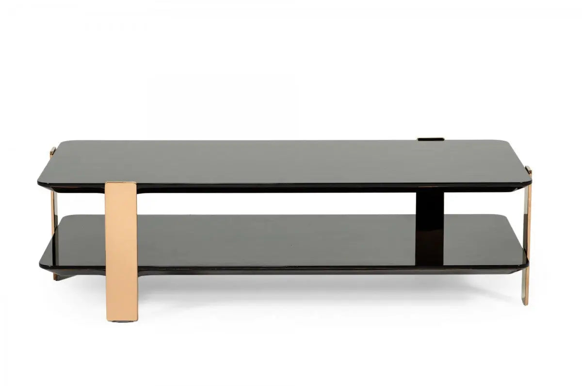 Vig Furniture - Modrest Leroy Modern Ebony & Rosegold Coffee Table - Vghb280D-Ebn