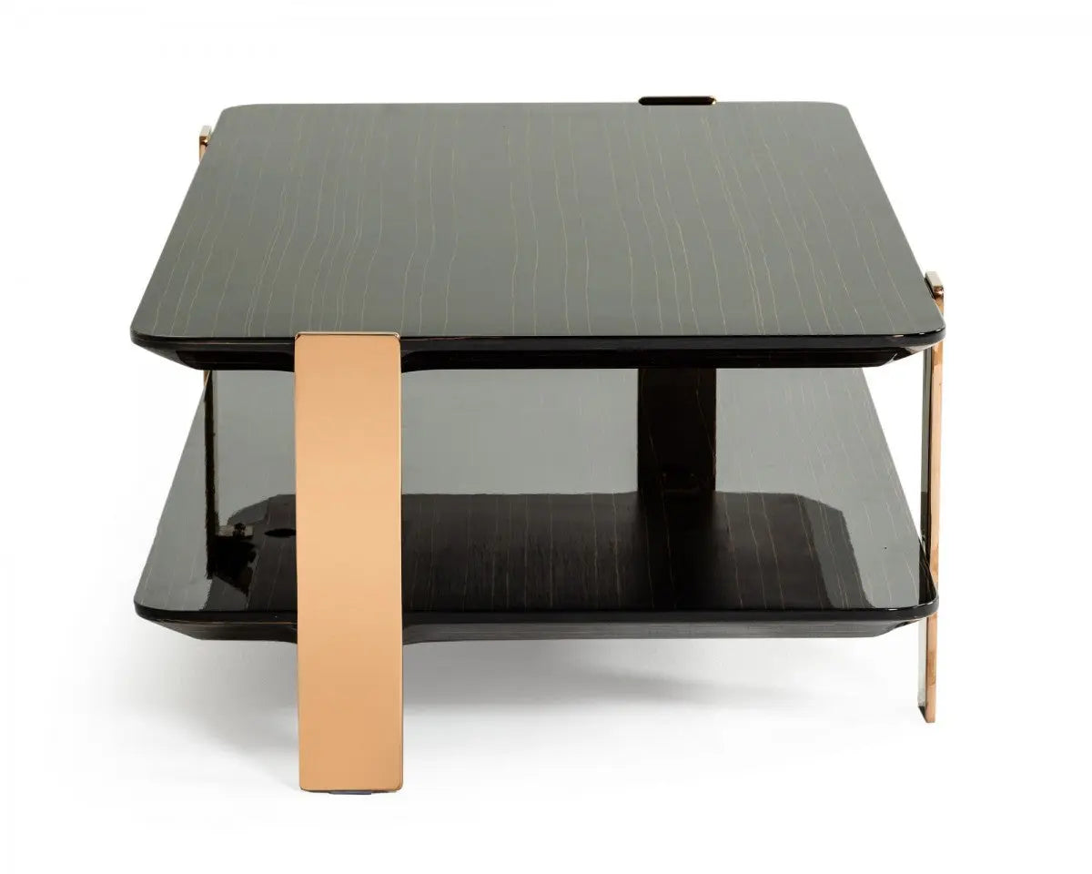 Vig Furniture - Modrest Leroy Modern Ebony & Rosegold Coffee Table - Vghb280D-Ebn