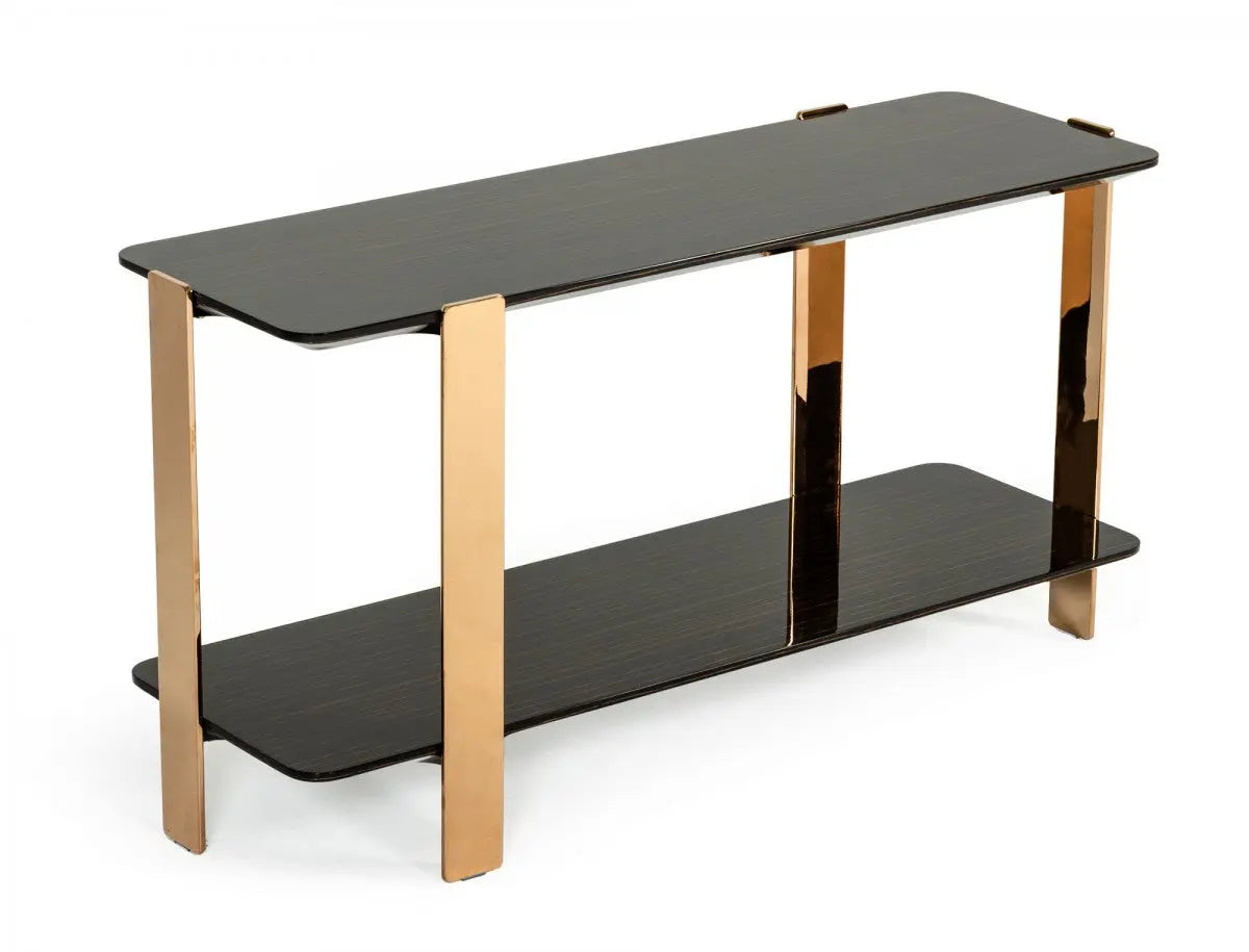 Vig Furniture - Modrest Leroy Modern Ebony & Rosegold Console Table - Vghb280X-Ebn