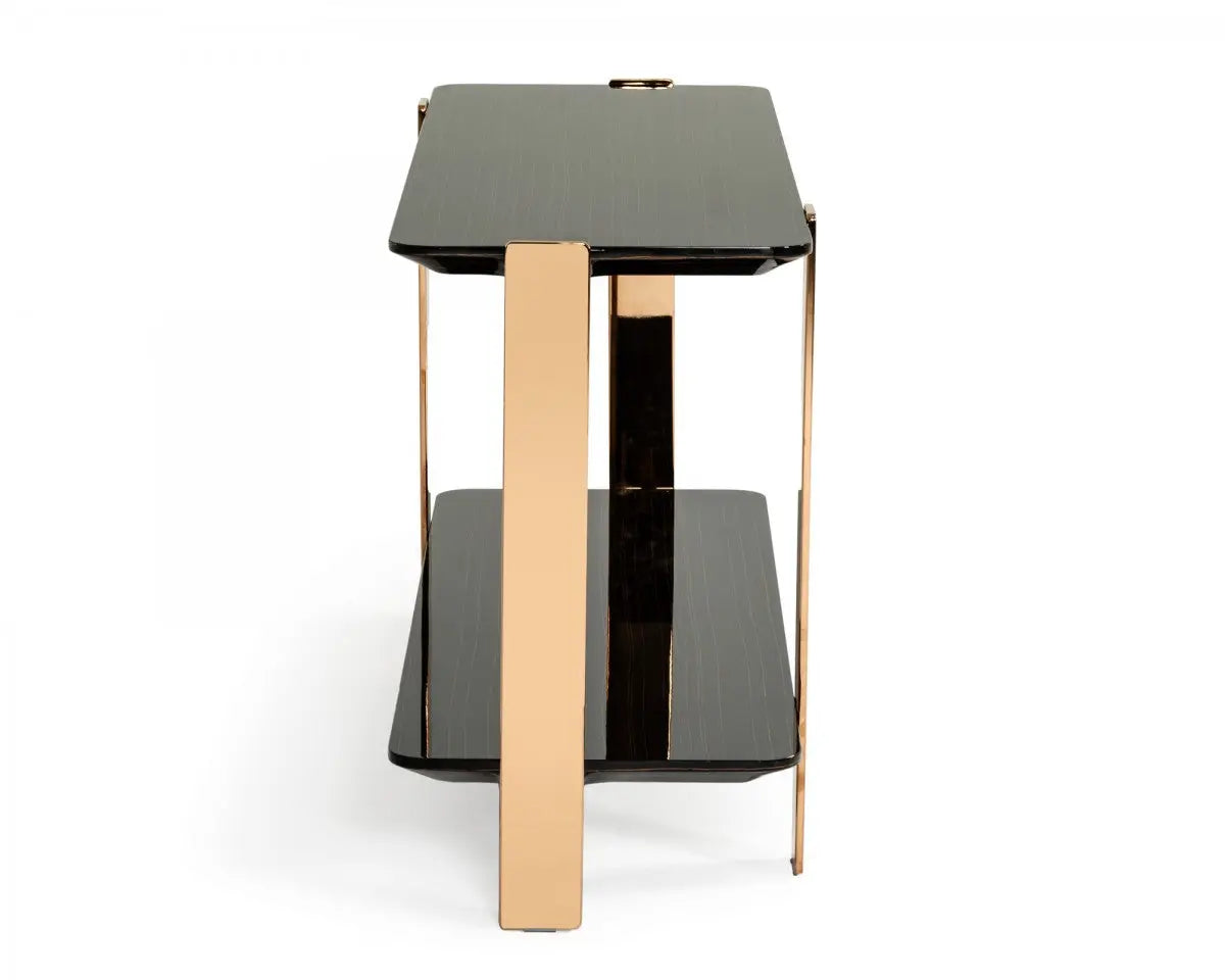 Vig Furniture - Modrest Leroy Modern Ebony & Rosegold Console Table - Vghb280X-Ebn