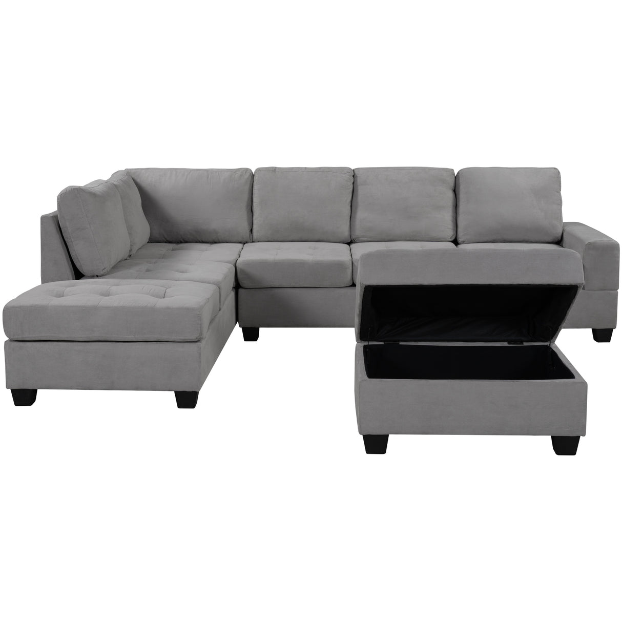 Orisfur. Modern Sectional Sofa with Reversible Chaise, L Shaped Couch Set with Storage Ottoman and Two Cup Holders for Living Room - Home Elegance USA