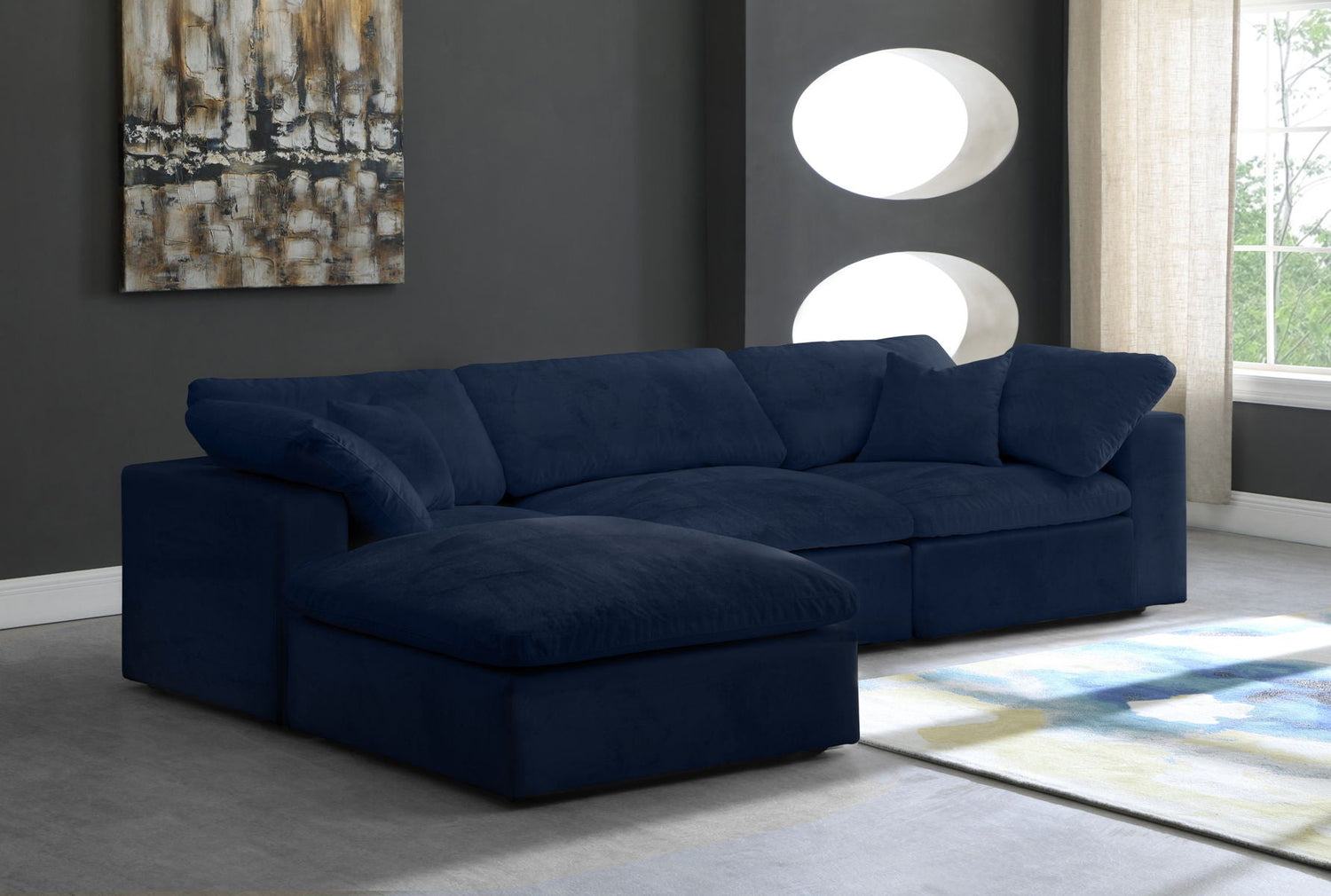Cozy - Modular Sectional 4 Piece Cloud - Navy | Home Elegance USA