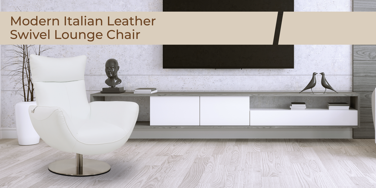 Global United Modern Genuine Italian Leather Upholstered Chair Home Elegance USA