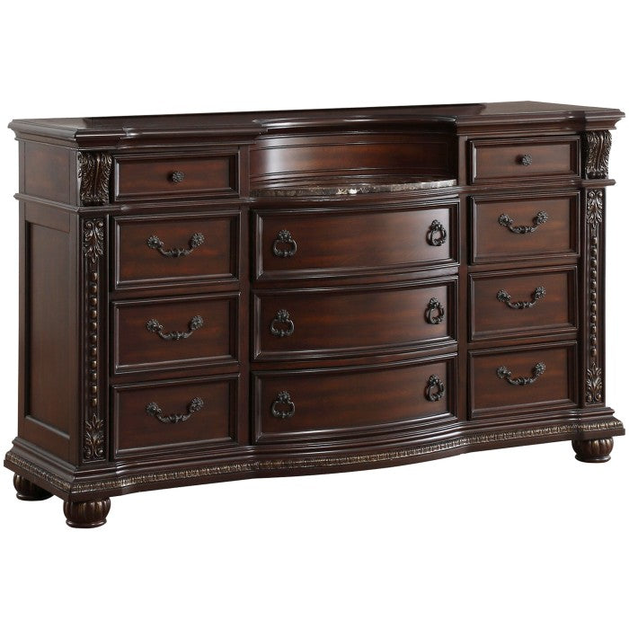 Homelegance - Cavalier Dark Cherry 5 Piece Queen Sleigh Bedroom Set - 1757-1-9