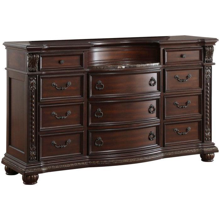 Cavalier Dark Cherry Dresser And Mirror Set 1757 - 5 - 6 | Homelegance | Home Elegance USA